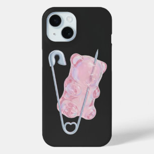 Y2K Edgy Pink Gummy Bear Safety Pin Phone Case