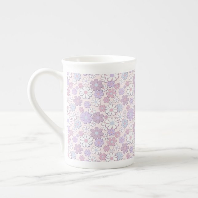 Y2K Flower Pattern Bone China Mug (Left)
