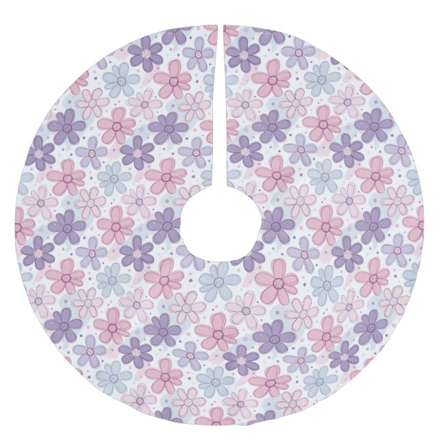 Y2K Flower Seamless Pattern Brushed Polyester Tree Skirt (Front)