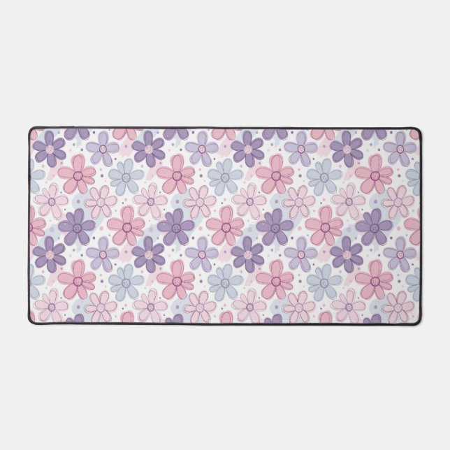 Y2K Flower Seamless Pattern Desk Mat (Front)