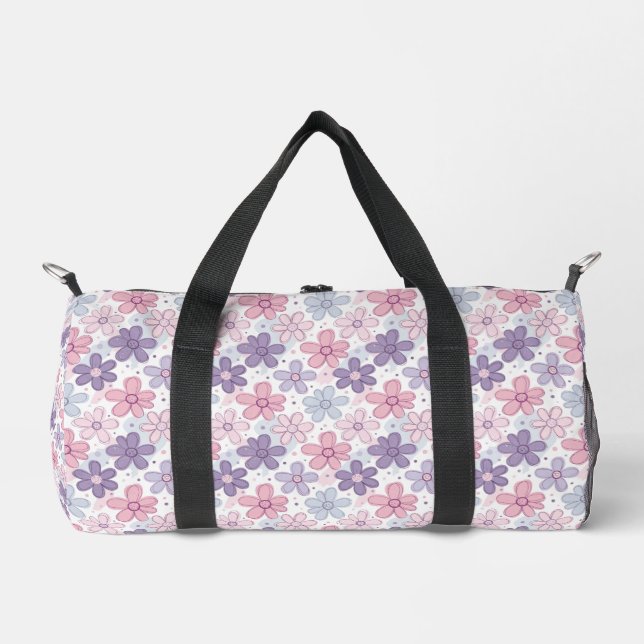 Y2K Flower Seamless Pattern Duffle Bag (Front)