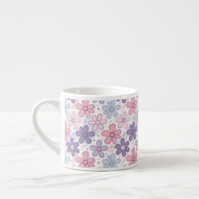 Y2K Flower Seamless Pattern Espresso Cup (Left)