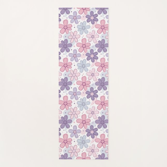 Y2K Flower Seamless Pattern Yoga Mat (Front)
