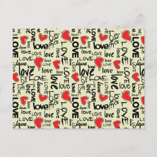 Y2K Grunge Love Typography Pattern Postcard