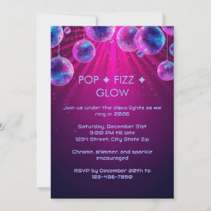Y2K Holographic New Year’s Eve Invitation Neon