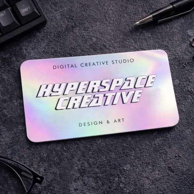 Y2K Holographic Retro Futuristic Faux Iridescent Business Card (Creator Uploaded)