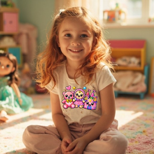 Y2K Kawaii Toy Mashup – Teddy Bear Doll Castle Cut Toddler T-Shirt (Creator Uploaded)