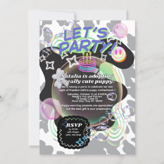 Y2K Let’s Party Invitation | Neon Retro Editable T