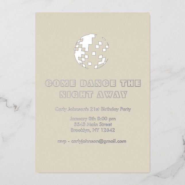 Y2K Metallic Silver Disco Ball 21st Birthday Party (Front)