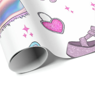 Y2K Millennium Aesthetic Fashion Pattern Wrapping Paper