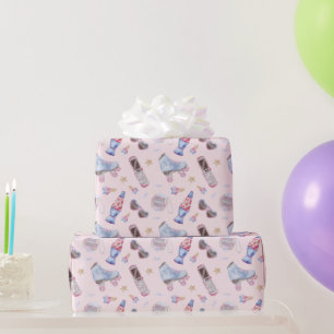 Y2K Nostalgia Rolleskates Retro Pink Wrapping Paper