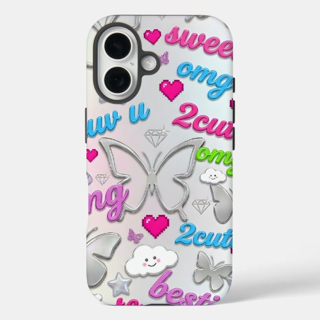 Y2K Phone Case Aesthetic 2000s Nostalgia Butterfly (Back)