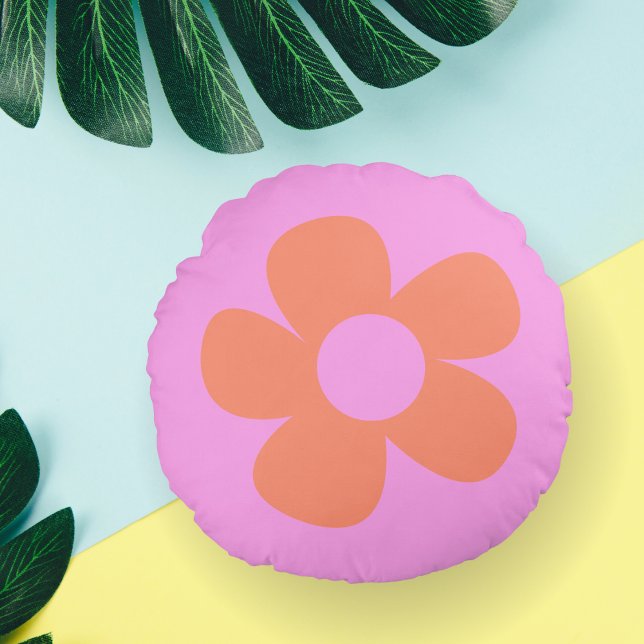 Y2k Preppy Hot Pink Flower Dorm Decor Round Cushion (Creator Uploaded)