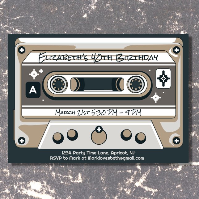 Y2K Retro 90s 80s Cassette Tape Birthday Invitation (Creator Uploaded)