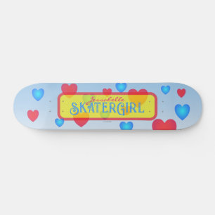 Y2K Skater Girl Glowing Hearts  Skateboard