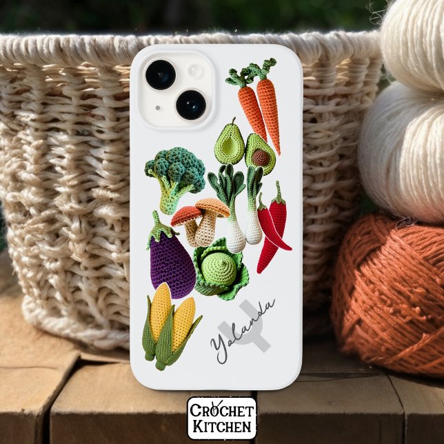 Y2K Stickerbomb Crochet Vegetable Collage Name Case-Mate iPhone Case (Creator Uploaded)