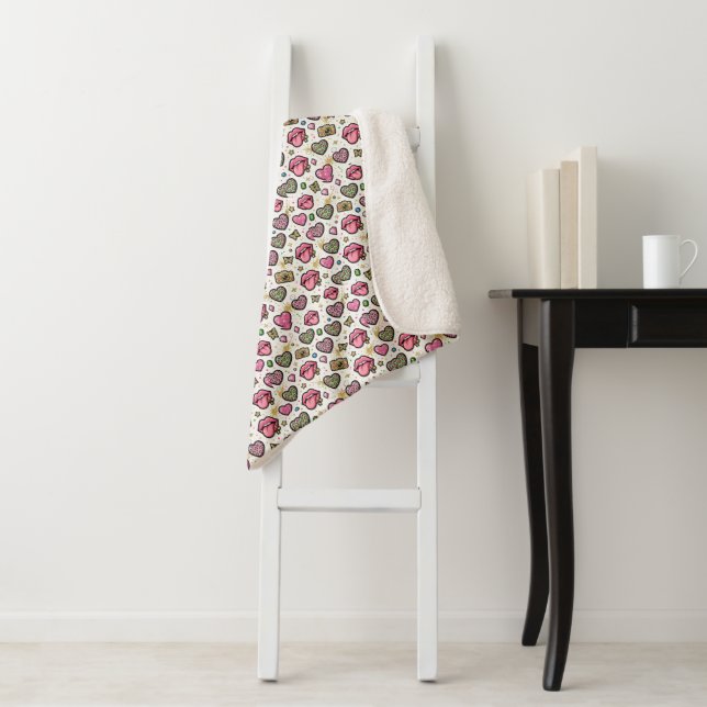 Y2K Trendy Leopard Print Lips  Sherpa Blanket (In Situ)