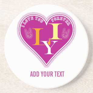 Y2K Vibrant Pink ILY Sign Language Heart Custom Coaster