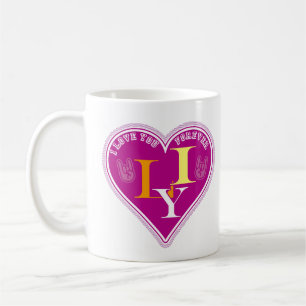 Y2K Vibrant Pink ILY Sign Language Heart Custom Coffee Mug