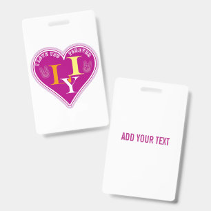 Y2K Vibrant Pink ILY Sign Language Heart Custom ID Badge