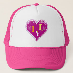 Y2K Vibrant Pink ILY Sign Language Heart Custom Trucker Hat