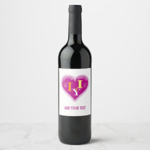 Y2K Vibrant Pink ILY Sign Language Heart Custom Wine Label