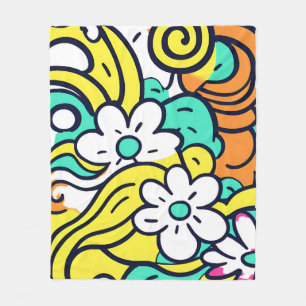 Y2K Vibrant Wildflower Bold Retro Spring Design Fleece Blanket