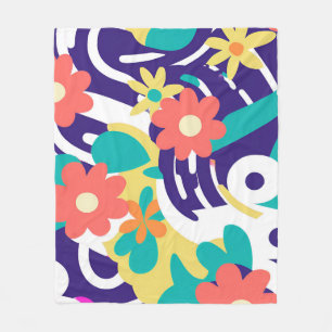 Y2K Vibrant Wildflower Bold Retro Spring Design Fleece Blanket