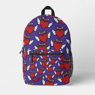 Y2K Winged Angel Hearts Seamless Pattern Printed Backpack