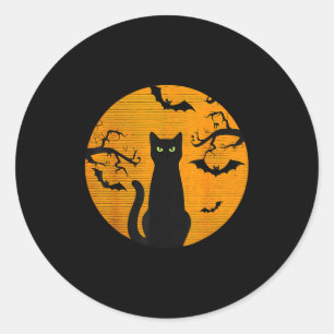 Y Christmas Cat Costume Retro Cat Moon Black Cat  Classic Round Sticker