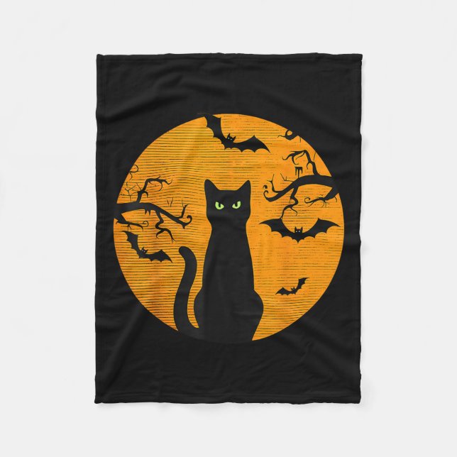 Y Christmas Cat Costume Retro Cat Moon Black Cat  Fleece Blanket (Front)
