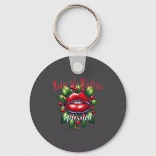 Y Christmas Mistletoe Lips - Naughty Holiday Tee W Key Ring