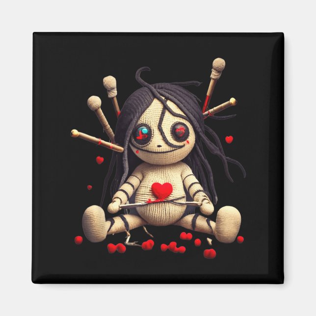 Y Cute Sitting Voodoo Doll Halloween Valentine Day Magnet (Front)