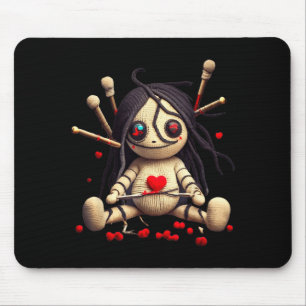 Y Cute Sitting Voodoo Doll Halloween Valentine Day Mouse Pad