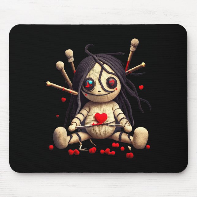 Y Cute Sitting Voodoo Doll Halloween Valentine Day Mouse Pad (Front)