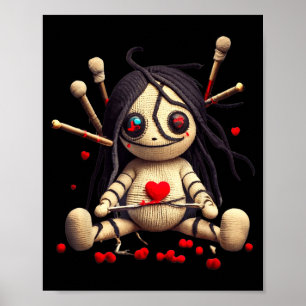 Y Cute Sitting Voodoo Doll Halloween Valentine Day Poster