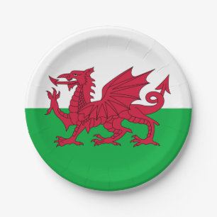 Y Ddraig Goch: Welsh Flag Paper Party Plate