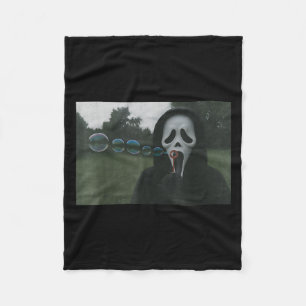 Y Face Blowing Bubbles Funny Horror Halloween Meme Fleece Blanket