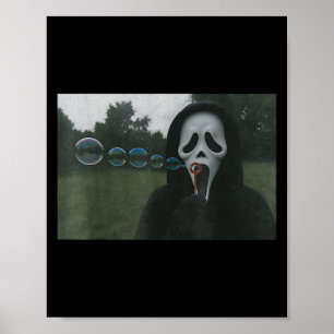Y Face Blowing Bubbles Funny Horror Halloween Meme Poster