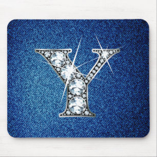 Y Faux-"Diamond Bling" on Denim Mousepad