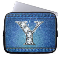 Y Faux "Diamond" Denim Stitching Electronics Bag