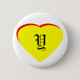 "Y" Heart Yellow Red Wedding Invitation The MUSEUM 6 Cm Round Badge