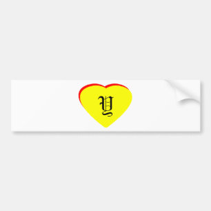 "Y" Heart Yellow Red Wedding Invitation The MUSEUM Bumper Sticker