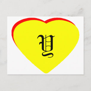 "Y" Heart Yellow Red Wedding Invitation The MUSEUM Postcard