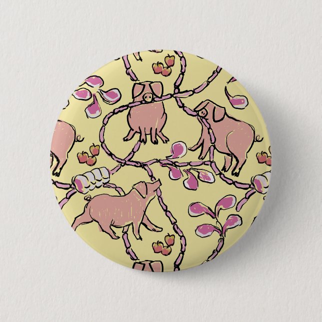 Y Hilarious pattern Chinese Vietnamese Pig Year B 6 Cm Round Badge (Front)