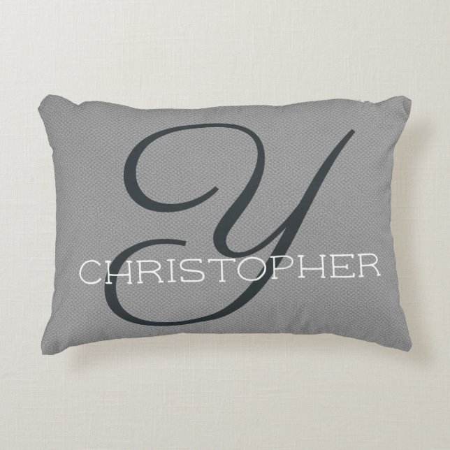 Y Initial Personalised Name Black White Grey Decorative Cushion (Front)