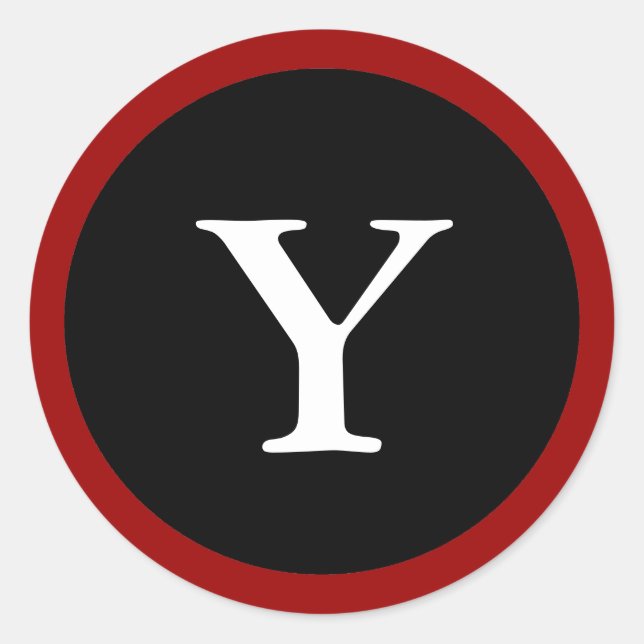 Y : Initial Y Letter Y Red, White & Black Stickers (Front)