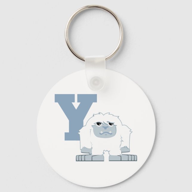 Y is for Yeti Cute Cartoon Yeti Monster Key Ring (Front)