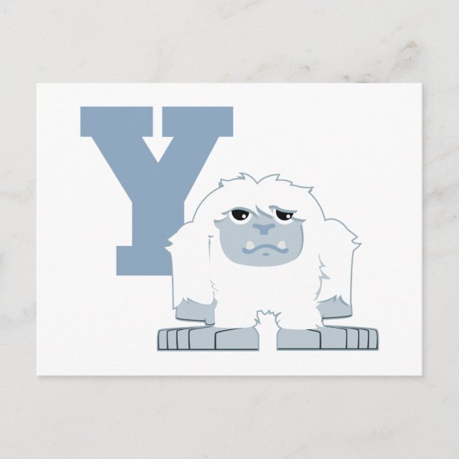Y is for Yeti Cute Cartoon Yeti Monster Postcard (Front)