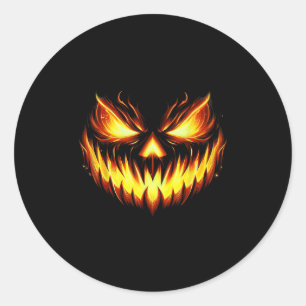 Y Jack O Lantern Carved Pumpkin Face Halloween Cos Classic Round Sticker